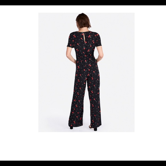 Express Cherries Print Twist Front Jumpsuit XXS - Picture 2 of 3